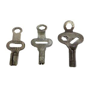 Vintage skate keys set of three one is CHICAGO SKATE CO